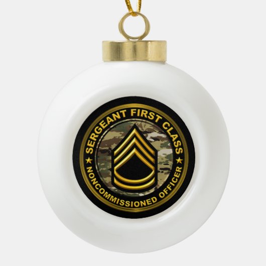 Sergeant Eerste klas Kerstmis Keramische Bal Ornament (Voorkant)