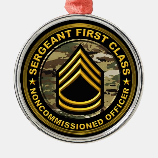 Sergeant Eerste klas Kerstmis Metalen Ornament (Voorkant)