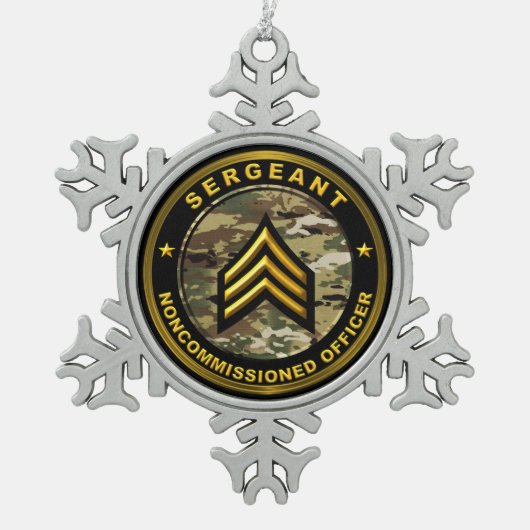 Sergeant Kerstmis Tin Sneeuwvlok Ornament (Voorkant)