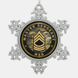Sergeant-majoor SMJ Tin Sneeuwvlok Ornament