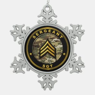 Sergeant SGT Tin Sneeuwvlok Ornament