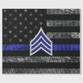 Sergeant Stripes Thin Blue Line Disted Flag Cadeaupapier (Vlak)
