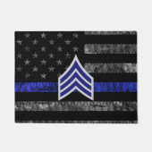 Sergeant Stripes Thin Blue Line Disted Flag Deurmat (Voorkant)