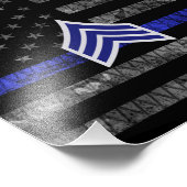 Sergeant Stripes Thin Blue Line Disted Flag Foto Afdruk (Hoek)
