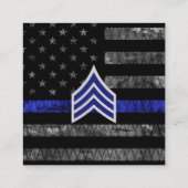 Sergeant Stripes Thin Blue Line Disted Flag Kortingskaartje (Achterkant)