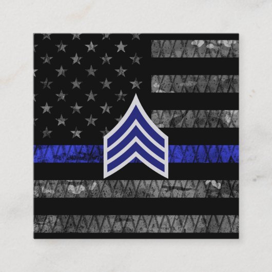 Sergeant Stripes Thin Blue Line Disted Flag Kortingskaartje (Voorkant)