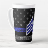 Sergeant Stripes Thin Blue Line Disted Flag Latte Mok (Linkerhoek)