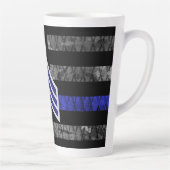 Sergeant Stripes Thin Blue Line Disted Flag Latte Mok (Rechts)