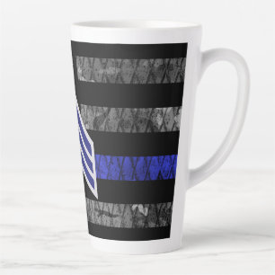 Sergeant Stripes Thin Blue Line Disted Flag Latte Mok