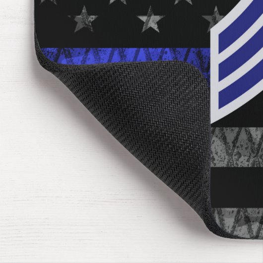 Sergeant Stripes Thin Blue Line Disted Flag Muismat (Hoek)