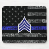 Sergeant Stripes Thin Blue Line Disted Flag Muismat (Voorkant)