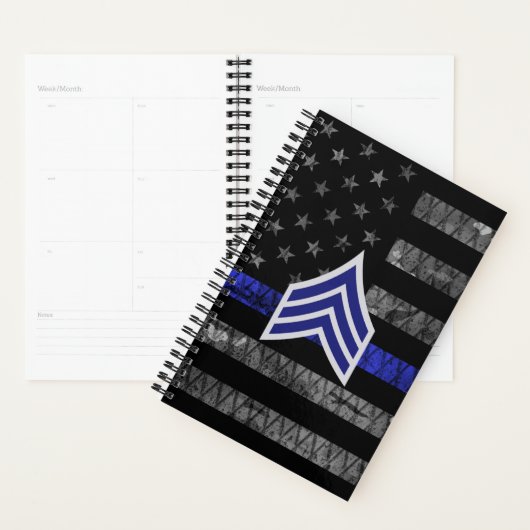 Sergeant Stripes Thin Blue Line Disted Flag Planner (Display)
