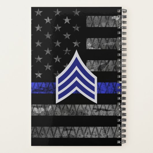 Sergeant Stripes Thin Blue Line Disted Flag Planner (Achterkant)