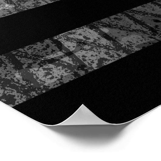 Sergeant Stripes Thin Blue Line Disted Flag Poster (Hoek)