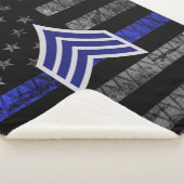 Sergeant Stripes Thin Blue Line Disted Flag Sherpa Deken (3/4)