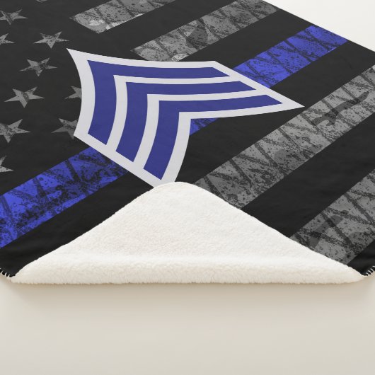 Sergeant Stripes Thin Blue Line Disted Flag Sherpa Deken (3/4)