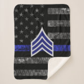 Sergeant Stripes Thin Blue Line Disted Flag Sherpa Deken (Voorkant)
