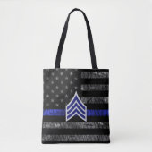 Sergeant Stripes Thin Blue Line Disted Flag Tote Bag (Voorkant)