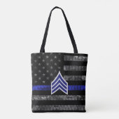 Sergeant Stripes Thin Blue Line Disted Flag Tote Bag (Achterkant)