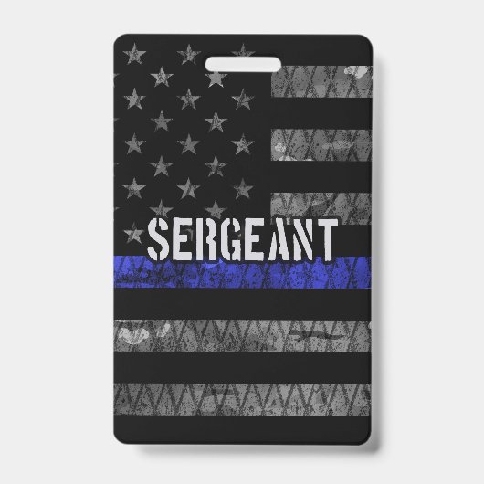 Sergeant Thin Blue Line Distress Vlag Badge (Voorkant)