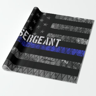 Sergeant Thin Blue Line Distress Vlag Cadeaupapier