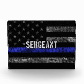 Sergeant Thin Blue Line Distress Vlag Fotoblokken (Voorkant)