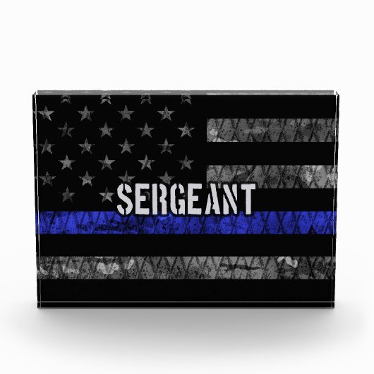 Sergeant Thin Blue Line Distress Vlag Fotoblokken (Voorkant)
