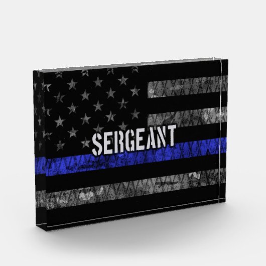 Sergeant Thin Blue Line Distress Vlag Fotoblokken (Links)