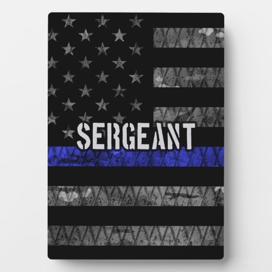 Sergeant Thin Blue Line Distress Vlag Fotoplaat (voorkant)