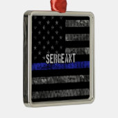 Sergeant Thin Blue Line Distress Vlag Metalen Ornament (Rechts)