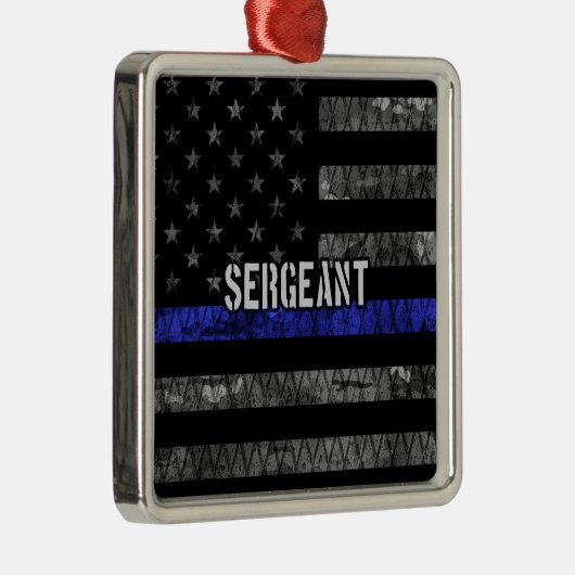 Sergeant Thin Blue Line Distress Vlag Metalen Ornament (Rechts)