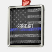 Sergeant Thin Blue Line Distress Vlag Metalen Ornament (Links)
