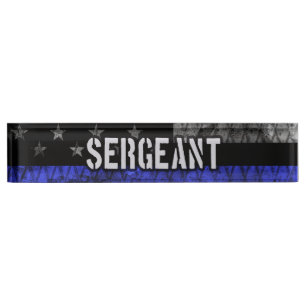Sergeant Thin Blue Line Distress Vlag Naambordje