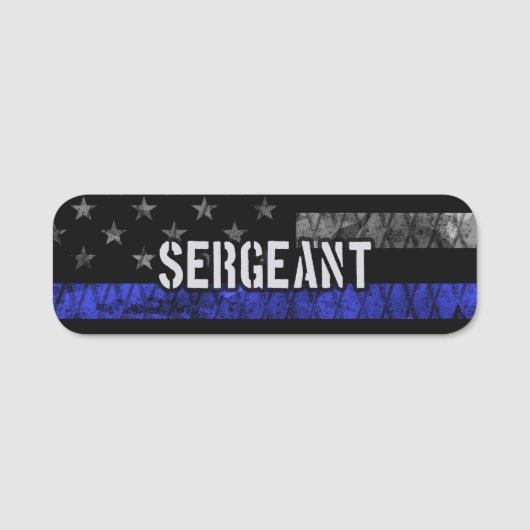 Sergeant Thin Blue Line Distress Vlag Naamplaatje (Voorkant)