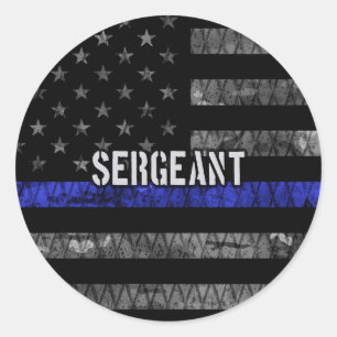 Sergeant Thin Blue Line Distress Vlag Ronde Sticker