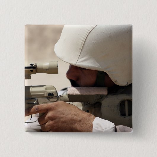 Sergeant van het Irakese leger zoekt naar beneden Vierkante Button 5,1 Cm (Voorkant)
