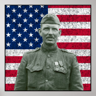 Sergeant York en de Amerikaanse vlag — Grens Poster