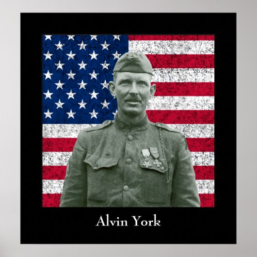 Sergeant York en de Amerikaanse vlag Poster (Voorkant)