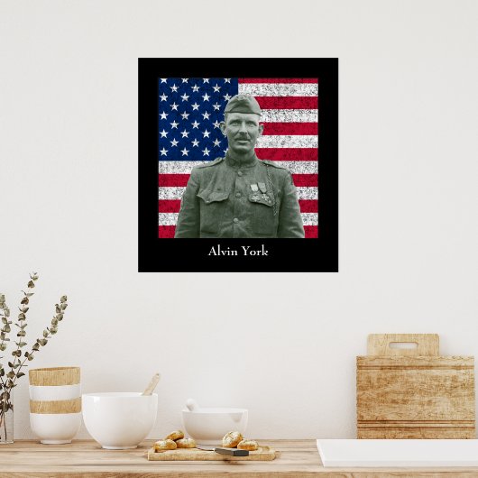 Sergeant York en de Amerikaanse vlag Poster (Keuken)