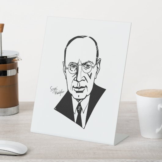 Sergei Prokofiev Reclamebord Met Voetstuk (Insitu)