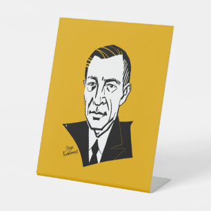 Sergei Rachmaninoff Reclamebord Met Voetstuk