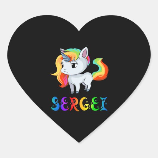 Sergei Unicorn Hart Sticker (Voorkant)