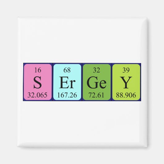 Sergey periodieke lijstnaam magnet (Voorkant)