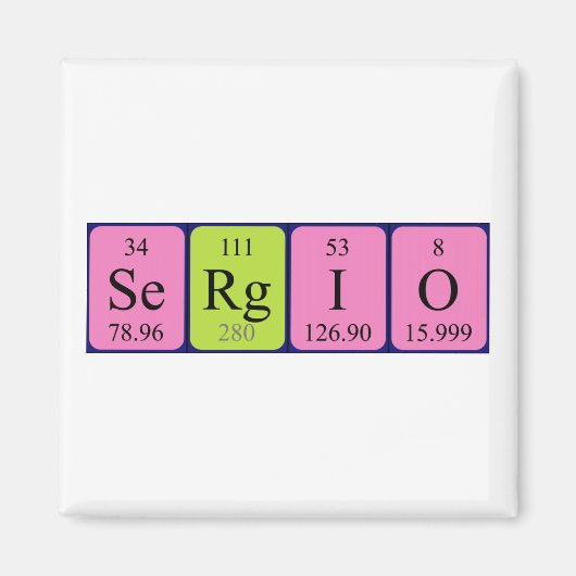 Sergio periodieke table name magnet (Voorkant)