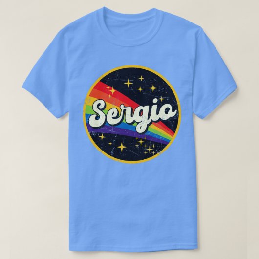 Sergio regenboog in ruimte  grunge stijl t-shirt (Design voorkant)