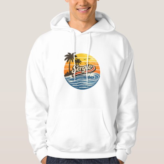 Sergio Retro Zonsondergang Naamontwerp Hoodie (Voorkant)