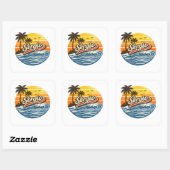 Sergio Retro Zonsondergang Naamontwerp Vierkante Sticker (Vel)