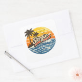 Sergio Retro Zonsondergang Naamontwerp Vierkante Sticker (Envelop)