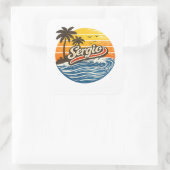 Sergio Retro Zonsondergang Naamontwerp Vierkante Sticker (Tas)