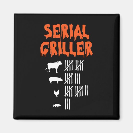 Serial Griller Lazy Halloween Kostuum Grappig BBQ Magneet (Voorkant)